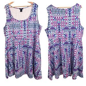 Torrid Women 3X Dress Fit & Flare Stretch Geometric Print Knit Sleeveless Casual